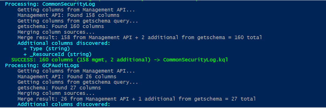 Additional schema columns