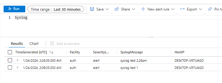 Example - writing to Syslog